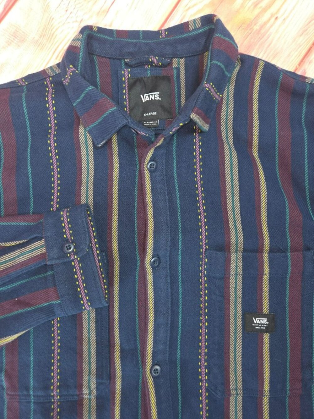 Vans Striped Long Sleeve Classic Fit Shirt Jacket XL